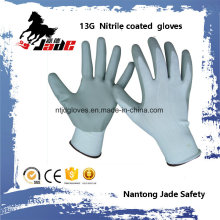13G Nylon Line Palm Gary Nitrile Smooth Coated Glove